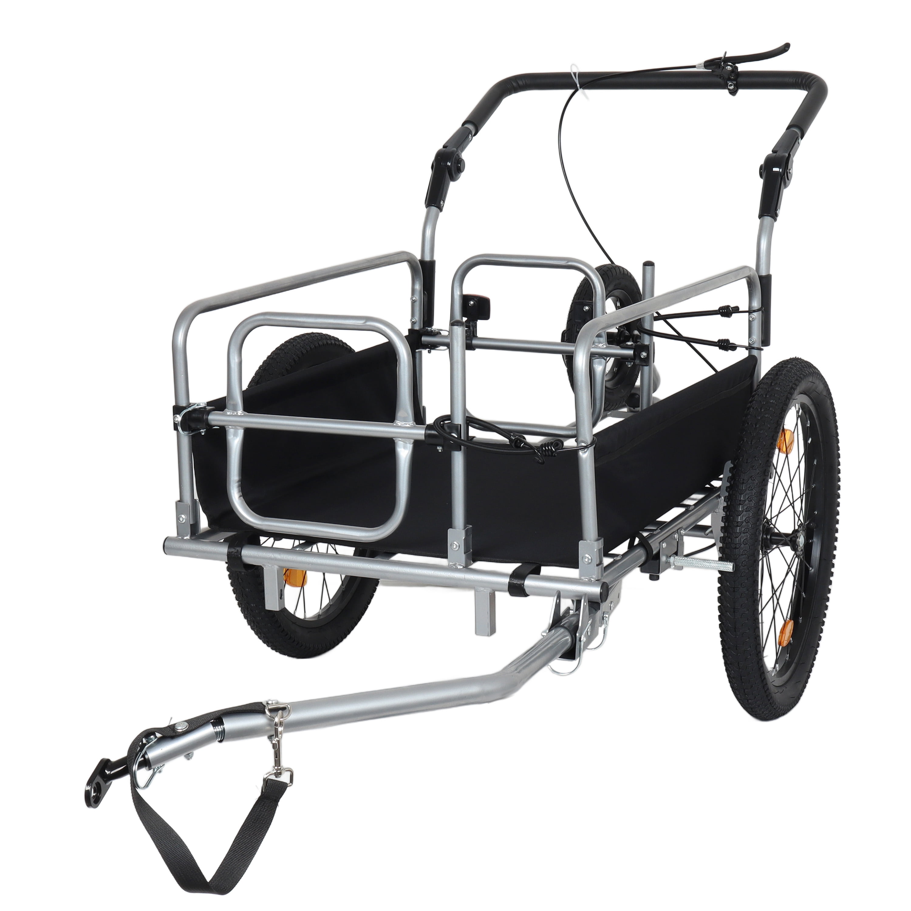 3-in-1 Heavy-Duty Bike Cargo Trailer Bike Compatible Steel Frame, 110lb Capacity, Convertible Stroller & Pull Cart w/Suspension, 20 *2-3/8" FAT tire