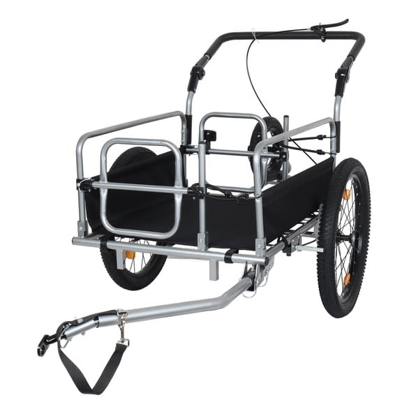 3-in-1 Heavy-Duty Bike Cargo Trailer Bike Compatible Steel Frame, 110lb Capacity, Convertible Stroller & Pull Cart w/Suspension, 20 *2-3/8" FAT tire