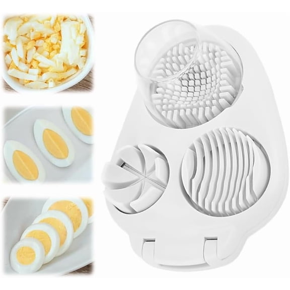 3-in-1 Heavy Duty Egg Slicer with Stainless Steel Wires, Multi-Style Cutter for Fruit