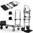 thumbnail image 1 of 3-in-1 Heavy Duty Folding Dolly, Convertible Hand Truck Portable Steel with Telescopic Handle & Dolly Cart with Rubber Wheels, 580LB Capacity,Silver, 1 of 8