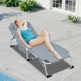 thumbnail image 1 of 3-in-1 Heavy Duty Tanning Chair in  with Adjustable 5-Position Design Portable Outdoor Lounger for Beach Use,,Warm Grey, 1 of 15