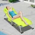 thumbnail image 1 of 3-in-1 Heavy Duty Tanning Chair in  with Adjustable 5-Position Design Portable Outdoor Lounger for Beach Use,White+Green, 1 of 13