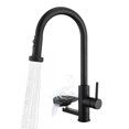 thumbnail image 1 of 3-in-1 High-Arc Kitchen Faucet with Press-Type Glass Rinser, Pull-out Sprayer, Matte Black Finish, Stainless Steel & ABS Construction, for Modern Sink, 1 of 10