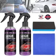 3 in 1 High Protection Car Coating Cleaning Spray,Enhances Gloss and Depth, Extreme Hydrophobic Protection,Quick Coat Car Wax Polish Spray (100ML)
