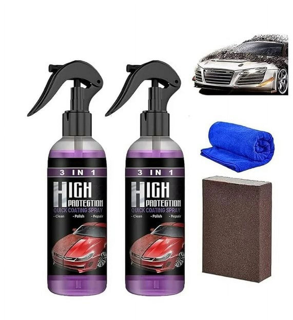3 in 1 High Protection Car Coating Cleaning Spray,Quick Coat Car Wax Polish Spray （2x100ml