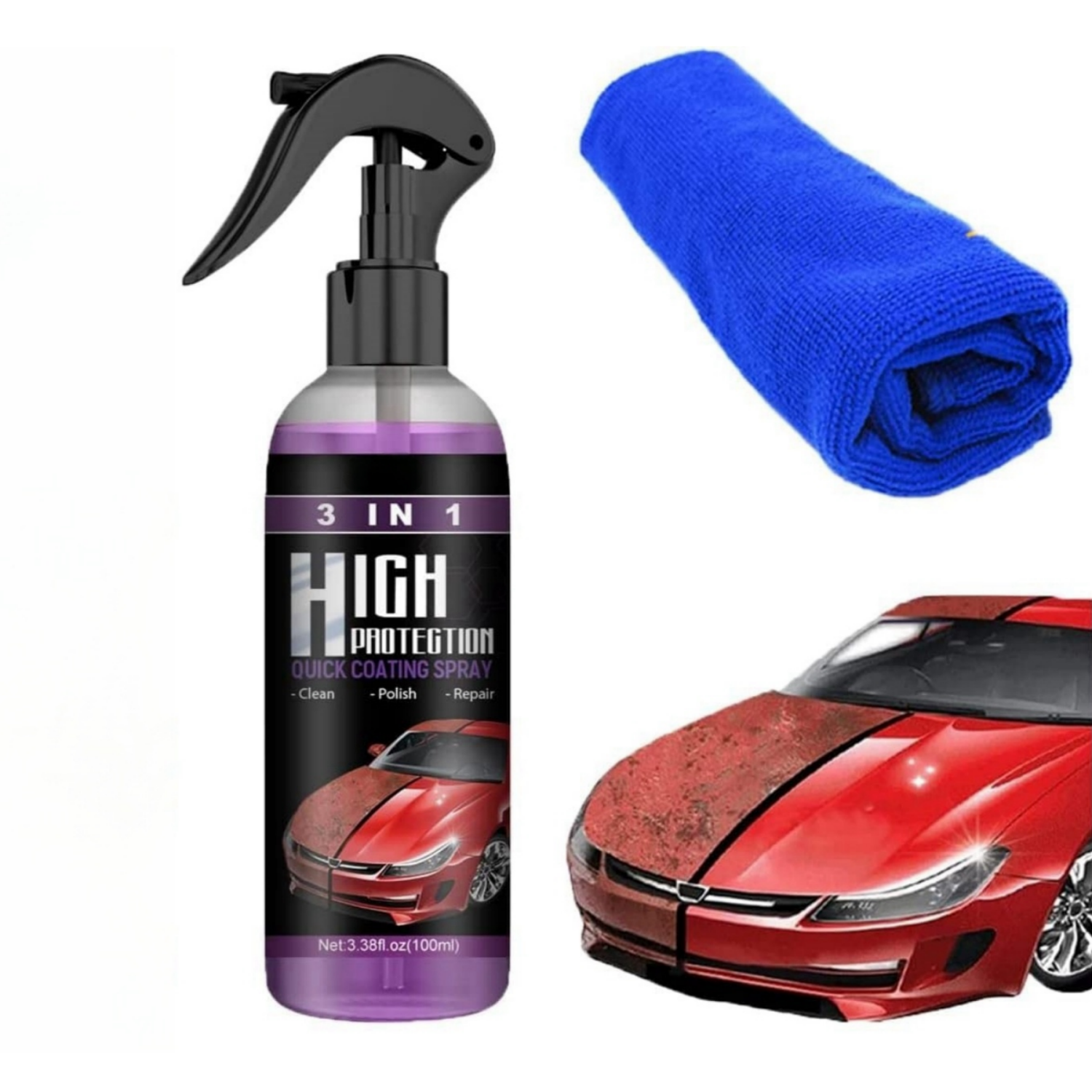 Spray Nano Revêtement Pour Voiture - Lot De 2, Protection Brillance Rapide, 100 Ml
