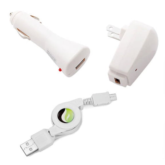 3-in-1 Home Car Charger Retractable USB Cable Travel Wall Power Adapter Data Wire [White] 5G for LG Stylo 3, V10 - Motorola Droid Turbo 2 - Samsung Galaxy J3 J5 J7, Note 3 4 5 Edge, S5 S6 Edge Edge+
