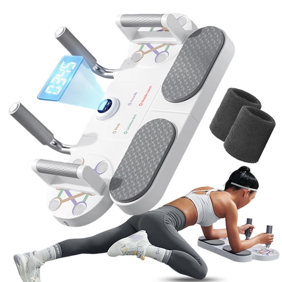 3-in-1 Home Gym Push Up Board Trainer, Push Up Stand with Resistance Bands and Timer for Full Upper Body Workout