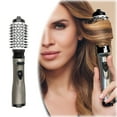 thumbnail image 1 of 3-in-1 Hot Air Styler & Rotating Hair Dryer Brush with 2 Interchangeable Heads – Frizz-Free Technology for Straightening, Drying & Curling Hair, 3 Heat Settings & 360° Auto Rotation，Dark Gray, 1 of 5