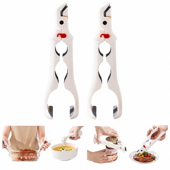 3-in-1 Hot Plate Gripper, Multi-Angle Anti-Scald Bowl Holder Clip with Lock, Heat Resistant Plate Grabber Tongs for Bowls, Plates, Pots and Kitchen Cooking