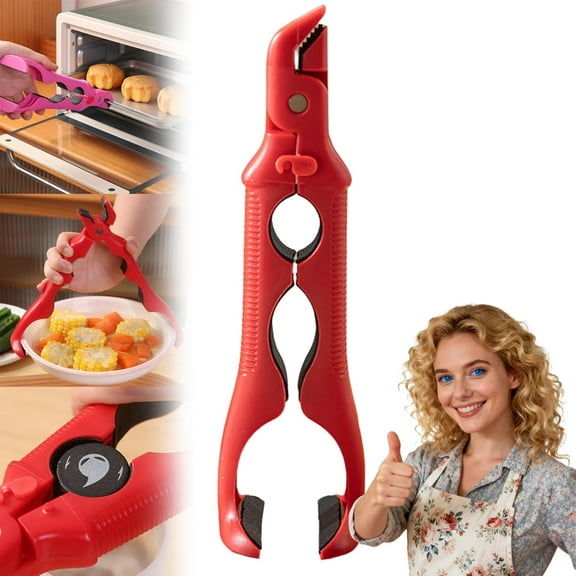 3-in-1 Hot Plate Gripper with Lock & Bottle Opener, Multi-Angle Anti-Scald Silicone Tool for Bowls, Plates & Steamers
