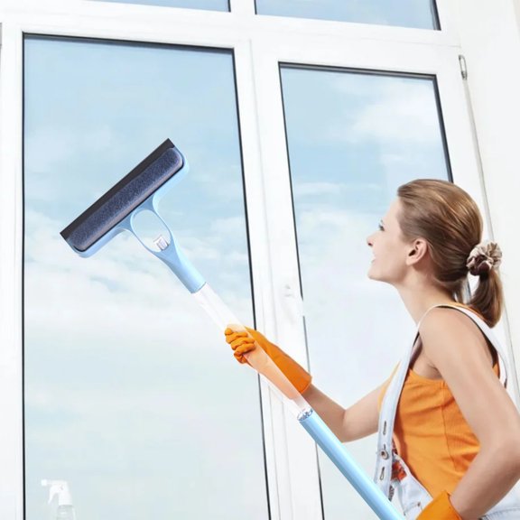 3-in-1 Household Glass Cleaning Wiper Tool Double Sided Window Squeegee Scraper Brush for Mirrors Car Windshield and Bathroom