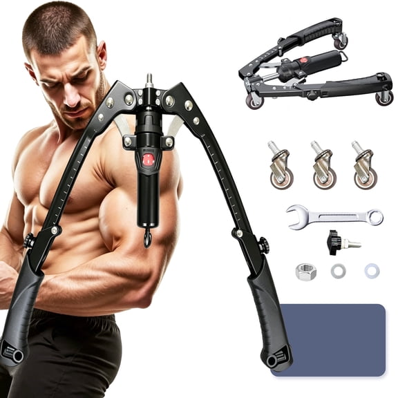 3-in-1 Hydraulic Power Twister Arm Trainer with Ab Roller Wheel, Adjustable Chest and Arm Exerciser 22-440 lbs(1Pcs,Backpack &Pad Included,Black)