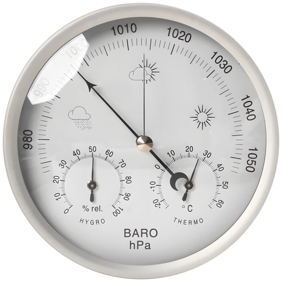 3-in-1 Hygrometer, Indoor Outdoor Humidity Temperature Monitor, Analog Barometer, 5.2-Inch Diameter, Aluminum Plastic Construction