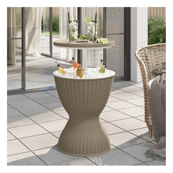 3-in-1 Ice Cooler Table Light Brown Polypropylene