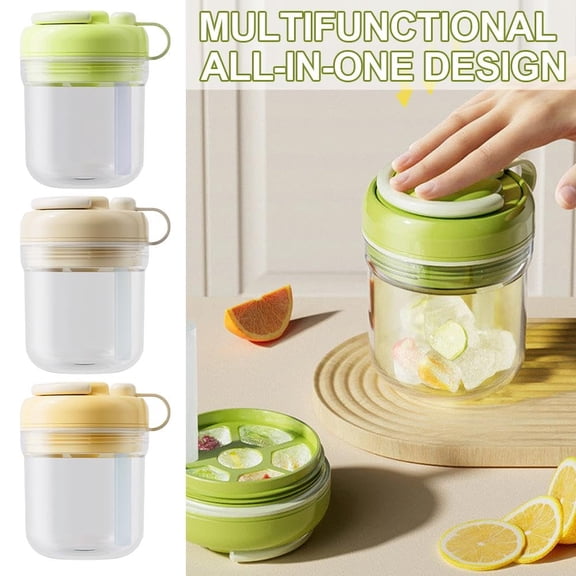 3-in-1 Ice Maker, Storage & Serving Tumbler, One-Press Ice Release with Airtight Seal, Portable Multi-Function Ice Container for Home, Office & Outdoor Drinks
