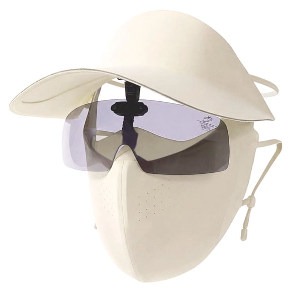 3 in 1 Ice Silk UV Protection Full Face Cover Adjustable Sun Shield for Cycling Outdoor Sports(Beige,One Size)
