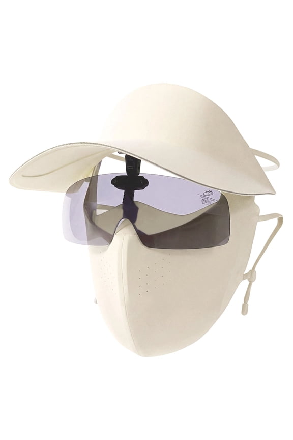 3 in 1 Ice Silk UV Protection Full Face Cover Adjustable Sun Shield for Cycling Outdoor Sports(Beige,One Size)