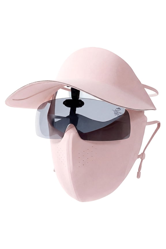 3 in 1 Ice Silk UV Protection Full Face Cover Adjustable Sun Shield for Cycling Outdoor Sports(Pink,One Size)