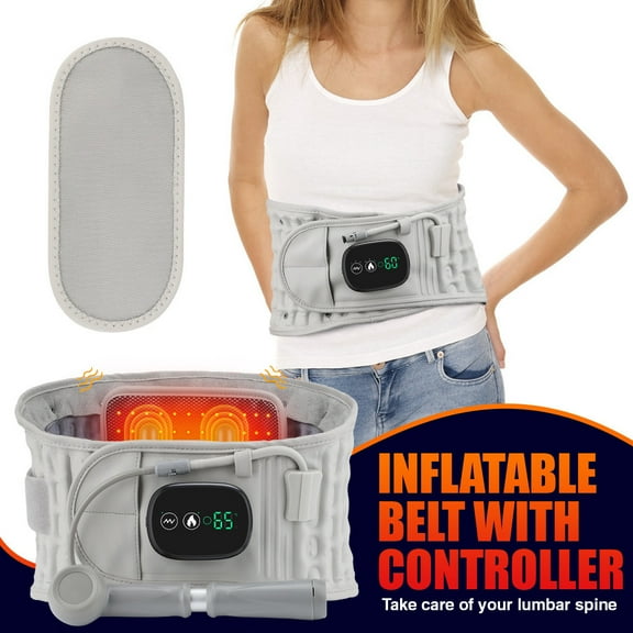 3-in-1 Inflatable Heated Waist Belt with Vibration, Portable Lower Back Comfort Wrap with Digital Controller for At-Home Relaxation and Dynamic Support