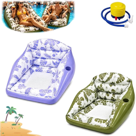 3-in-1 Inflatable Pool Lounge Chair, 2026 New Inflatable Lounge Sofa Pools for Adults with Cup Holder, U-Shaped Pool Float Recliner for Pool, Lake, Beach and Summer Parties