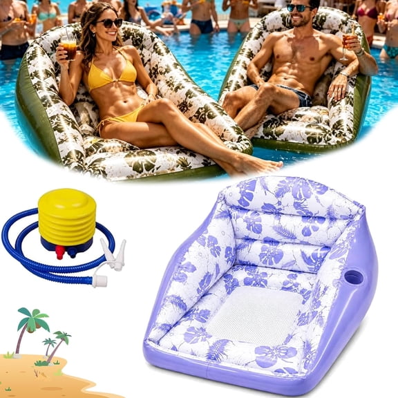 3-in-1 Inflatable Pool Lounge Chair, 2026 New Inflatable Lounge Sofa Pools for Adults with Cup Holder, U-Shaped Pool Float Recliner for Pool, Lake, Beach and Summer Parties