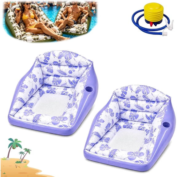 3-in-1 Inflatable Pool Lounge Chair, 2026 New Inflatable Lounge Sofa Pools for Adults with Cup Holder, U-Shaped Pool Float Recliner for Pool, Lake, Beach and Summer Parties