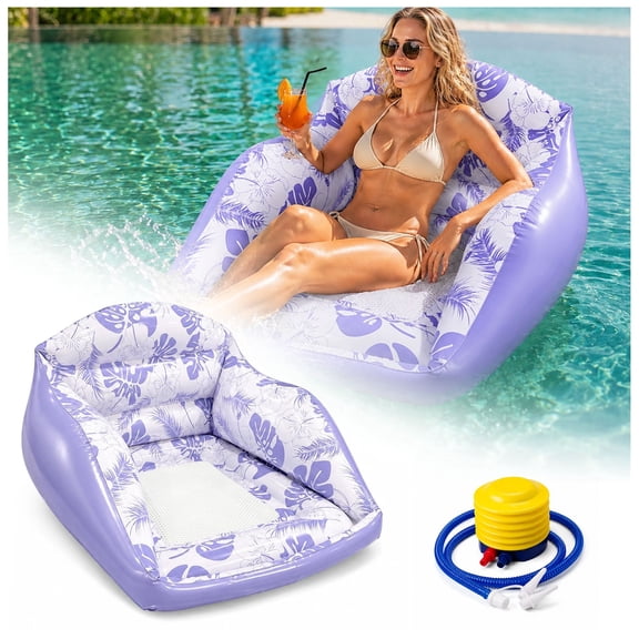 3-in-1 Inflatable Pool Lounge Chair,Adult Water Sofa Float with Cup,U-Shaped Water Inflatable Floating,Holder Blow up Floating Hammock Pool Noodles,for Parties Lake Summer Vacation