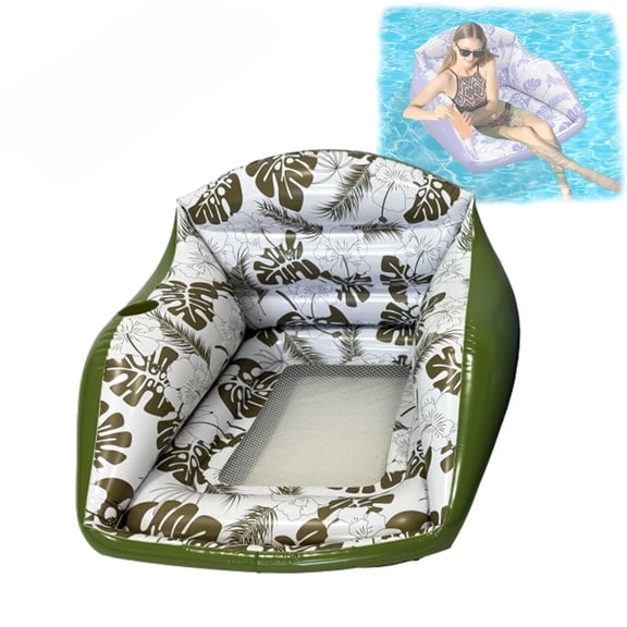 3-in-1 Inflatable Pool Lounge Chair, Breathable Mesh Water Floating Recliner with Cup Holders, Heavy Duty Adult Float for Pool Lake Beach Swimming