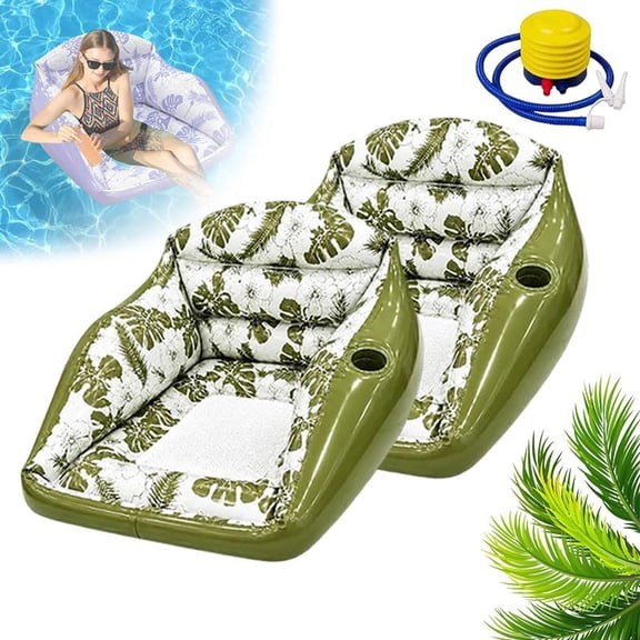 3-in-1 Inflatable Pool Lounge Chair, Sofa Recliner & Water Hammock with Mesh Seat and Cup Holder for Lake Pool River