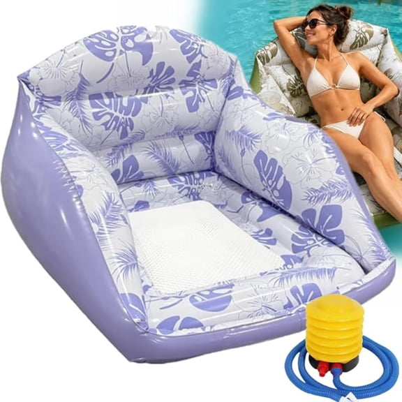 3-in-1 Inflatable Pool Lounge Chair,U-Shaped Water Inflatable Floating with Cup Holder Heavy Duty Blow Up Pool Accessories Floats Adult Comfortable Beach Chairs for Parties Lake Summer Vacation
