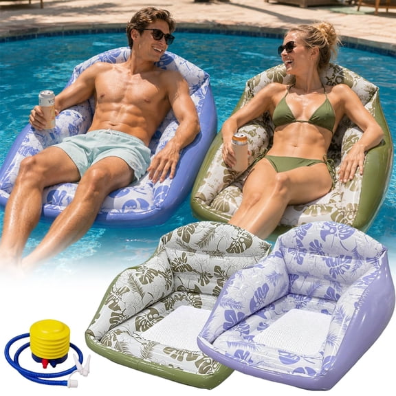 3-in-1 Inflatable Pool Lounge Chair, U-Shaped Water Inflatable Pool Float Chair, Inflatable Pool Float for Adults, Bottom Mesh Cutout, Comfortable Pool Chairs for in Pool Beach Lake