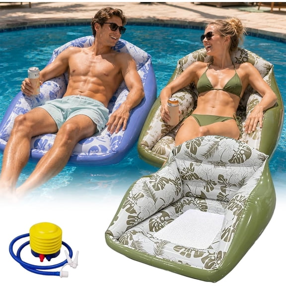 3-in-1 Inflatable Pool Lounge Chair, U-Shaped Water Inflatable Pool Float Chair, Inflatable Pool Float for Adults, Bottom Mesh Cutout, Comfortable Pool Chairs for in Pool Beach Lake
