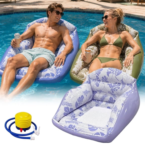 3-in-1 Inflatable Pool Lounge Chair, U-Shaped Water Inflatable Pool Float Chair, Inflatable Pool Float for Adults, Bottom Mesh Cutout, Comfortable Pool Chairs for in Pool Beach Lake