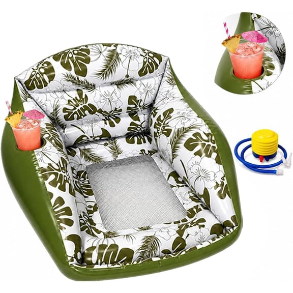 3-in-1 Inflatable Pool Lounge Chair U Shaped Water Sofa Pool Float Adults Giant Floating Recliner with Cup Holder and Pump Blow up Hammock Stop Chair from Sinking Summer Pools Seats Beach Party Games