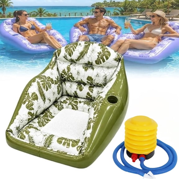 3-in-1 Inflatable Pool Lounge Chair, Ultra-Stable Water Sofa with Cup Holder, Spacious Floating Lounge Seat for Ocean, Lakes, and Swimming Pool Relaxation