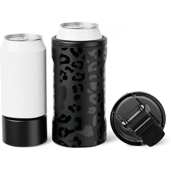 3-in-1 Insulated Can Cooler and Tumbler for 12oz or 16oz Cans, Leakproof, Color: Onyx Leopard