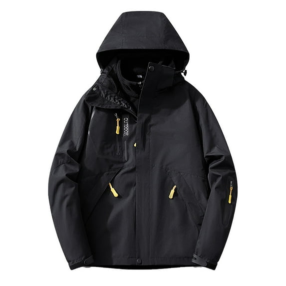 3-in-1 Jacket Womens Windproof Ski Snow Coat Waterproof Hooded Zipper Windbreaker Winter Fleece Lined Parka (M, Black)
