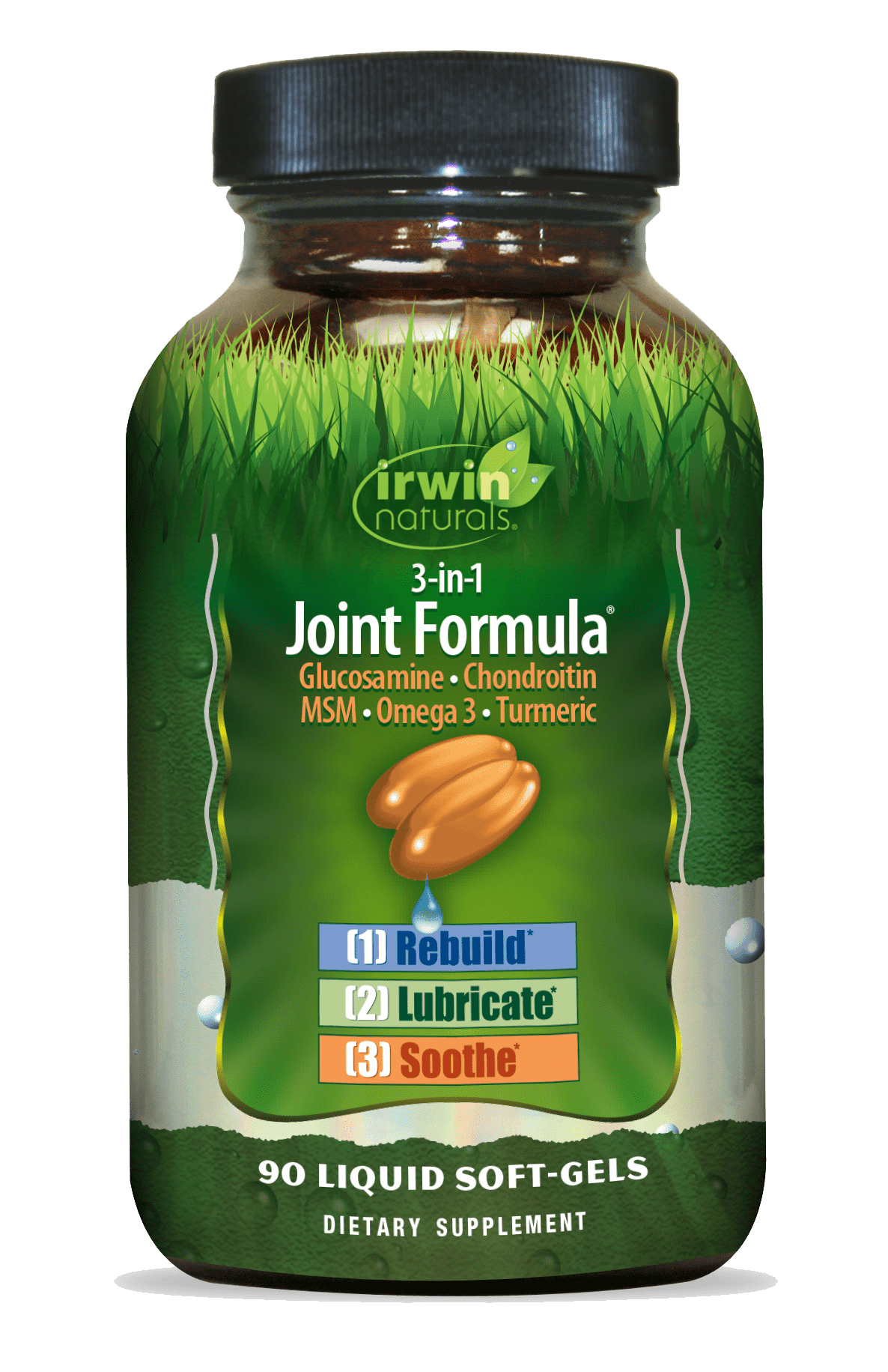 Irwin Naturals 3-in-1 Joint Formula - Powerful Joint Support Supplement with Glucosamine, Chondroitin, Turmeric & Boswellia - 90 Liquid Softgels