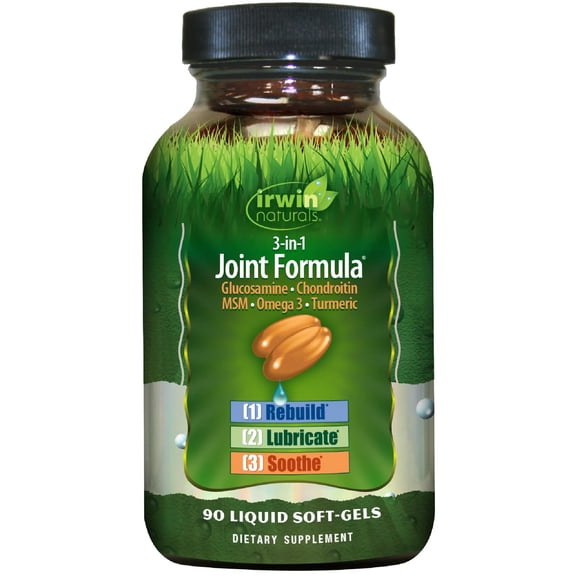 Irwin Naturals 3-in-1 Joint Formula - Joint Support with Glucosamine, Chondroitin & Turmeric - 90 Liquid Soft-Gels
