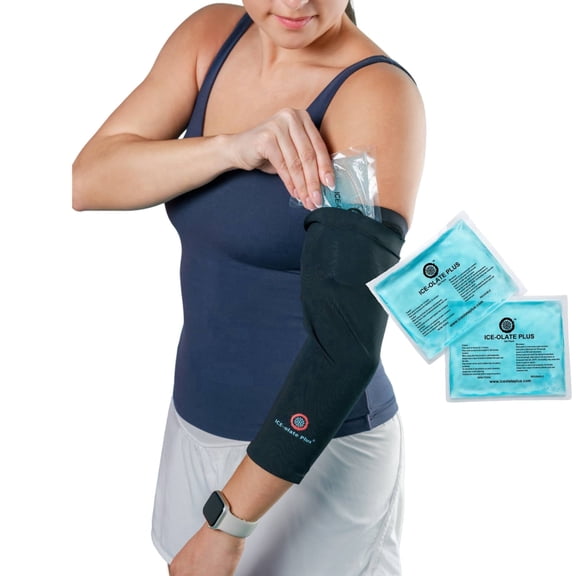 3-in-1 Joint Support Brace for Elbow, Ankle & Shin with Reusable Hot & Cold Gel Pack, Adjustable Compression Wrap for Workouts and Daily Activities - ICE-OLATE PLUS - S