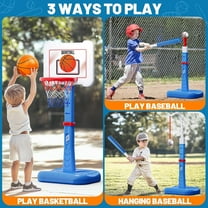 3 in 1 Kids Basketball Hoop and T Ball Set