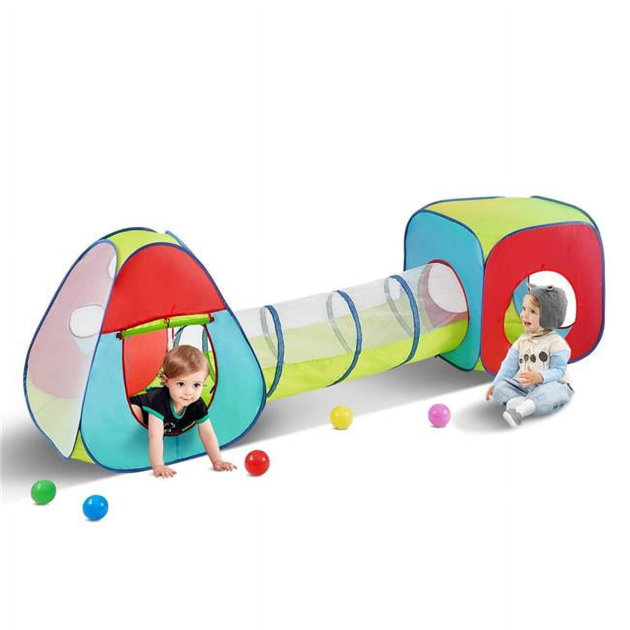 Multicolor 3-in-1 Kids Play Tent with Tunnel and Carrying Bag