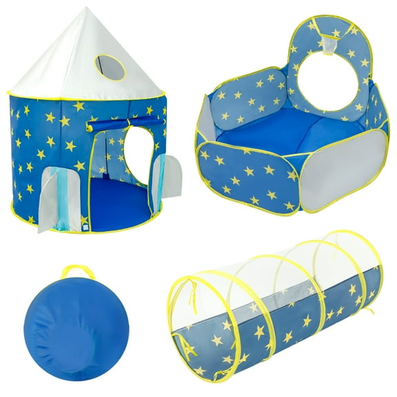 3 in 1 Kids Tent with Tunnel Versatile Interesting Pop up Play Tent With Pentastar Print for Kindergarten Picnic Party