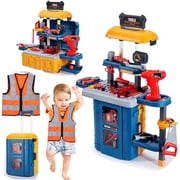 3-in-1 Kids Tool Bench with Working Electric Drill   Convertible Toddler Workbench Standing Table/Desktop/Suitcase With Realistic Tools, Ages 3-6, for Boys & Girls