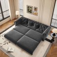 thumbnail image 1 of 3-in-1 King Size Chesterfield Sofa Bed - 89"W Pull-Out Convertible Sleeper, 3-Seater Velvet Tufted Sofa with Chaise Lounge & Movable Ottoman,Grey, 1 of 26