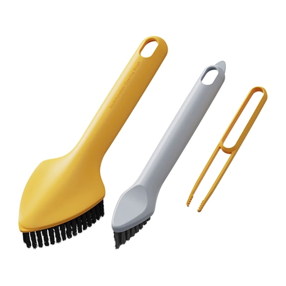 3-in-1 Kitchen & Bathroom Cleaning Tool Set - Dual Brushes + Drain Hair Claw for Groove, Pot & Sink Cleaning