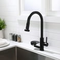 thumbnail image 1 of 3-in-1 Kitchen Faucet with Press-Type Glass Rinser, High-Arc Pull-Down Sprayer Faucet, 3 Function Spray Mode, Matte Black Finish, for Modern Kitchen Sink, 1 of 8