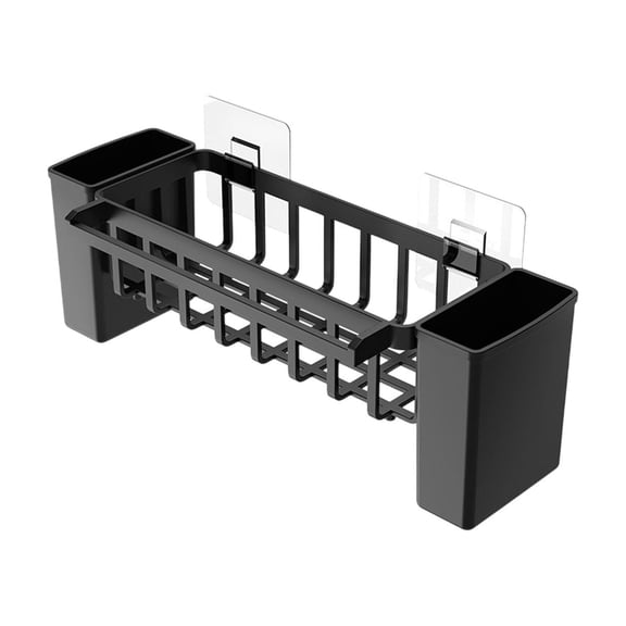 3-in-1 Kitchen Sink Storage Rack, Auto-Draining Sponge Holder Caddy Organizer with Towel Bar (White/Gray/Black)