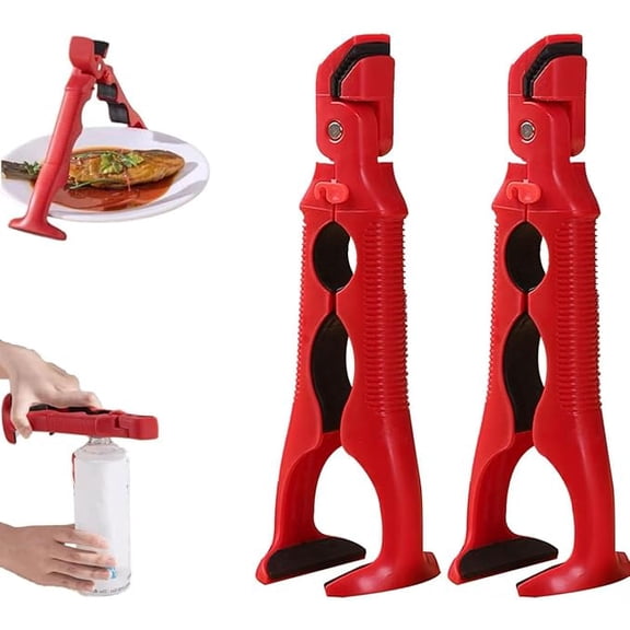 3-in-1 Kitchen Tongs: Heat Resistant Bowl Lifter, Non-Slip Plate Clamp, and Pot Lid Opener - Multipurpose Cooking and Serving Utensil with Secure Grip